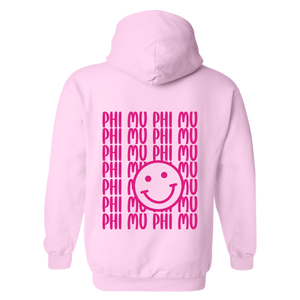 PHI MU- Pink Smile Back Sorority Hooded Sweatshirt