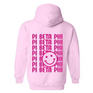 PI PHI- Pink Smile Back Sorority Hooded Sweatshirt