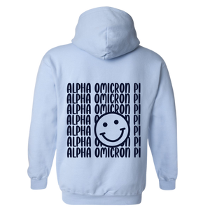 ALPHA O- Blue Smile Back Sorority Hooded Sweatshirt