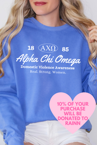 AXO- Oval Greek Letters Philanthropy Comfort Colors Sweatshirt