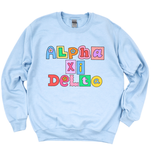 AXID- Patchwork Sorority Crewneck Sweatshirt