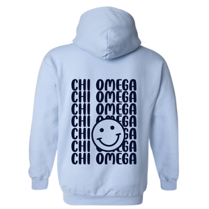 CHI O- Blue Smile Back Sorority Hooded Sweatshirt