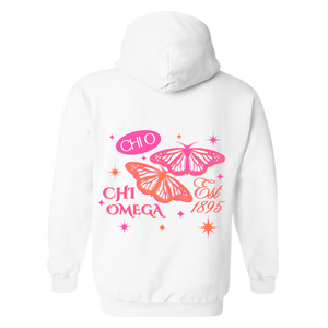 CHI O- Sparkly Butterfly Sorority Hooded Sweatshirt