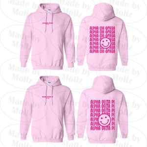 Smile Back Sorority Hooded Sweatshirt Light Pink