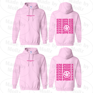 Smile Back Sorority Hooded Sweatshirt Light Pink