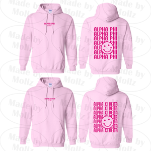 Smile Back Sorority Hooded Sweatshirt Light Pink