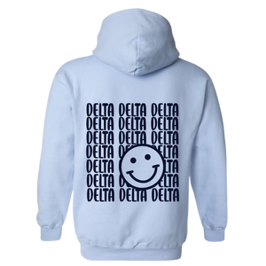 TRI DELTA- Blue Smile Back Sorority Hooded Sweatshirt