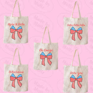 Patriotic Bow Sorority Tote Bag