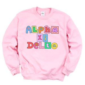 AXID- Patchwork Sorority Crewneck Sweatshirt