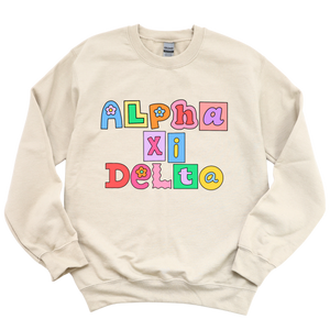 AXID- Patchwork Sorority Crewneck Sweatshirt