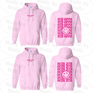 Smile Back Sorority Hooded Sweatshirt Light Pink