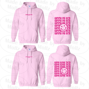 Smile Back Sorority Hooded Sweatshirt Light Pink