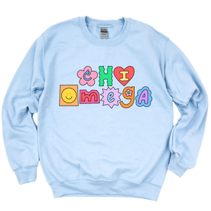 CHI O- Patchwork Sorority Crewneck Sweatshirt