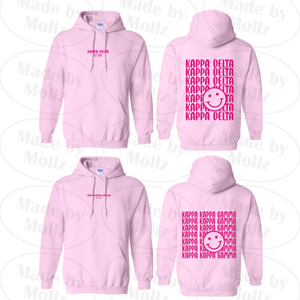 Smile Back Sorority Hooded Sweatshirt Light Pink