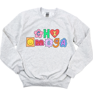 CHI O- Patchwork Sorority Crewneck Sweatshirt