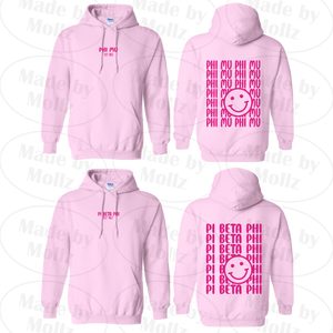 Smile Back Sorority Hooded Sweatshirt Light Pink