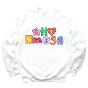 CHI O- Patchwork Sorority Crewneck Sweatshirt