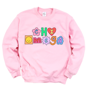 CHI O- Patchwork Sorority Crewneck Sweatshirt