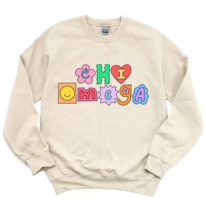 CHI O- Patchwork Sorority Crewneck Sweatshirt