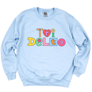 TRI DELTA- Patchwork Sorority Crewneck Sweatshirt