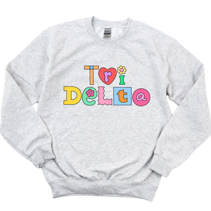 TRI DELTA- Patchwork Sorority Crewneck Sweatshirt