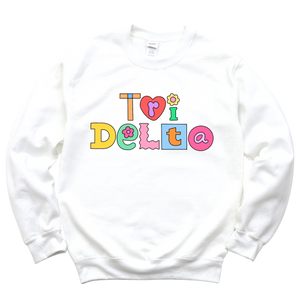 TRI DELTA- Patchwork Sorority Crewneck Sweatshirt