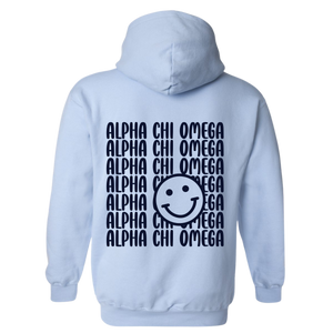 AXO- Blue Smile Back Sorority Hooded Sweatshirt