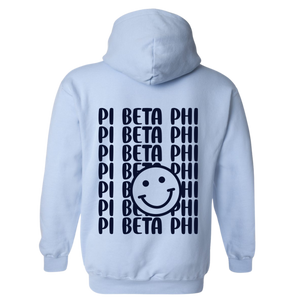 PI PHI- Blue Smile Back Sorority Hooded Sweatshirt