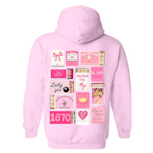 THETA- Pink Matchbox Sorority Hooded Sweatshirt