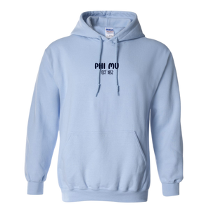 PHI MU- Blue Smile Back Sorority Hooded Sweatshirt