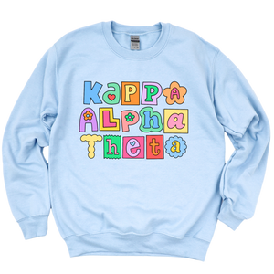 THETA- Patchwork Sorority Crewneck Sweatshirt