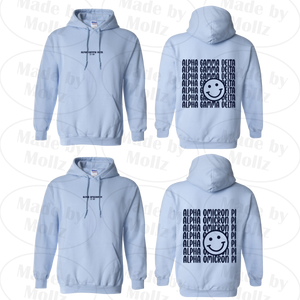 Smile Back Sorority Hooded Sweatshirt Light Blue