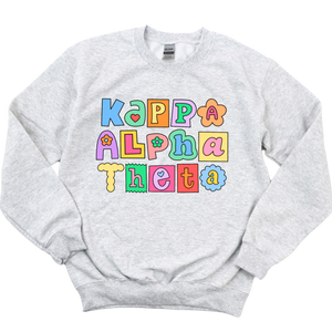 THETA- Patchwork Sorority Crewneck Sweatshirt