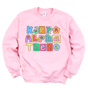 THETA- Patchwork Sorority Crewneck Sweatshirt