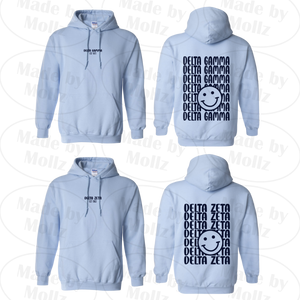 Smile Back Sorority Hooded Sweatshirt Light Blue