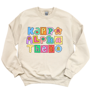 THETA- Patchwork Sorority Crewneck Sweatshirt