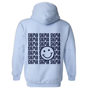 SIGMA- Blue Smile Back Sorority Hooded Sweatshirt