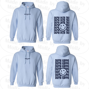 Smile Back Sorority Hooded Sweatshirt Light Blue