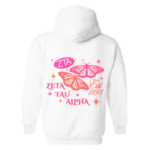 ZTA- Sparkly Butterfly Sorority Hooded Sweatshirt