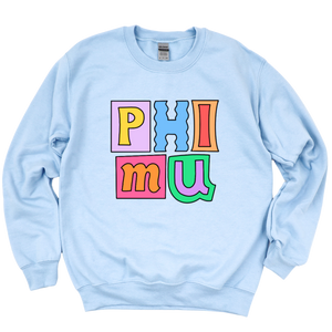 PHI MU- Patchwork Sorority Crewneck Sweatshirt