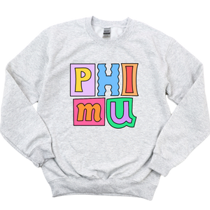 PHI MU- Patchwork Sorority Crewneck Sweatshirt