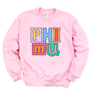 PHI MU- Patchwork Sorority Crewneck Sweatshirt