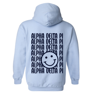 ADPI- Blue Smile Back Sorority Hooded Sweatshirt