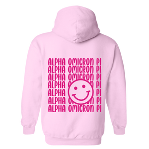 ALPHA O- Pink Smile Back Sorority Hooded Sweatshirt