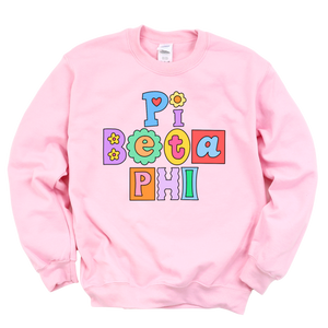 PI PHI- Patchwork Sorority Crewneck Sweatshirt