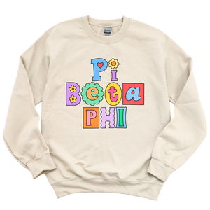 PI PHI- Patchwork Sorority Crewneck Sweatshirt