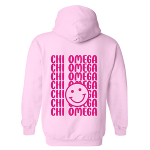 CHI O- Pink Smile Back Sorority Hooded Sweatshirt