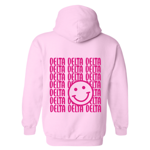 TRI DELTA- Pink Smile Back Sorority Hooded Sweatshirt