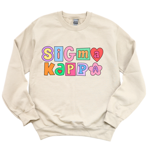 SK- Patchwork Sorority Crewneck Sweatshirt