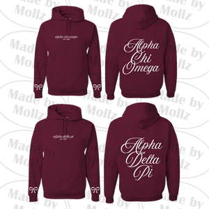 Maroon Bows and Script Hooded Sweatshirt